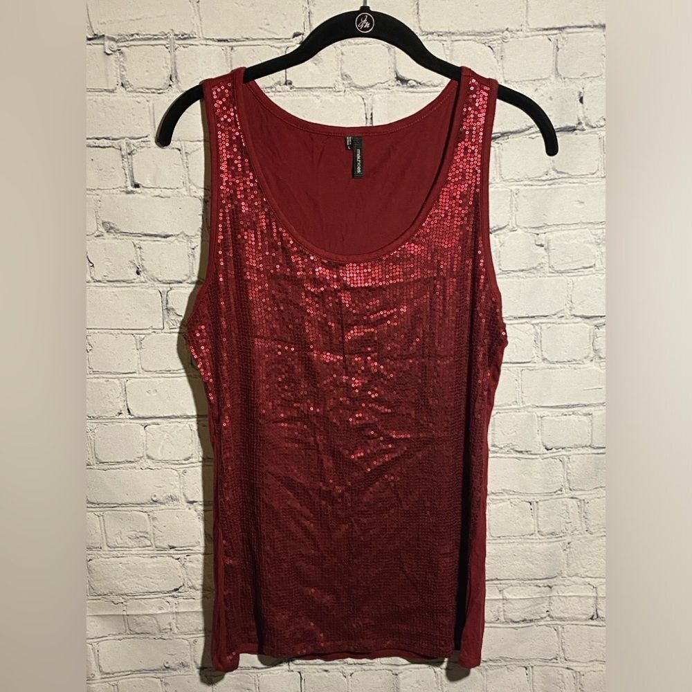 Maurice’s Women's Deep Red Sequin Front Tank Top Size L